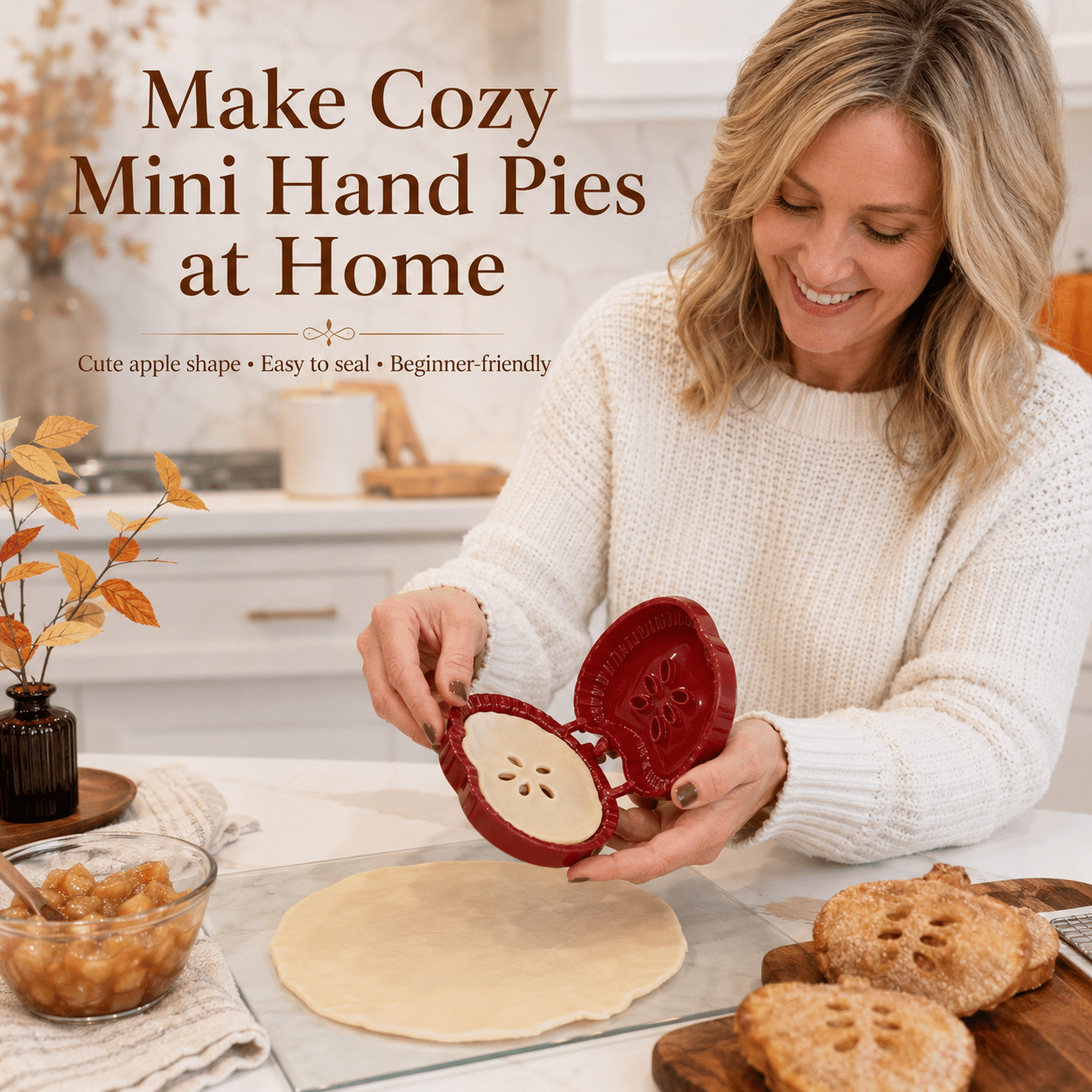 🥧 Beginner-friendly, reusable mini pie mold | 6 fun shapes for easily filling, shaping, and sealing homemade pies and pastries🍎✨